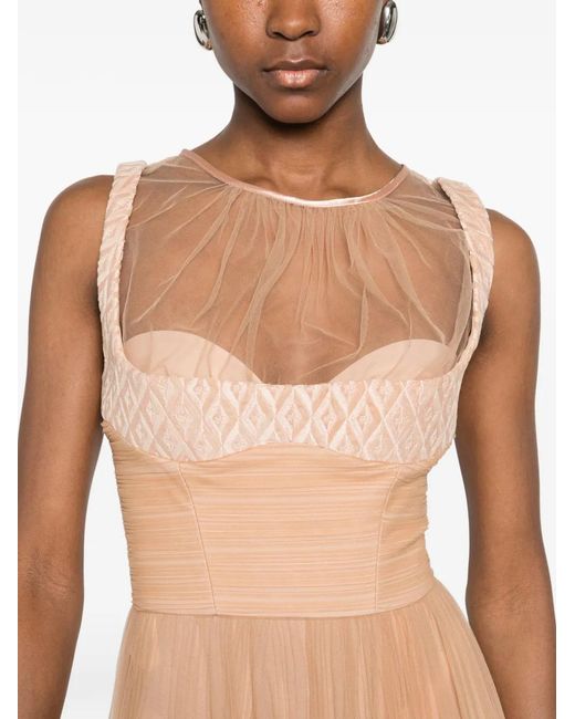 Elisabetta Franchi White Sheer-Detail Sleeveless Maxi Dress