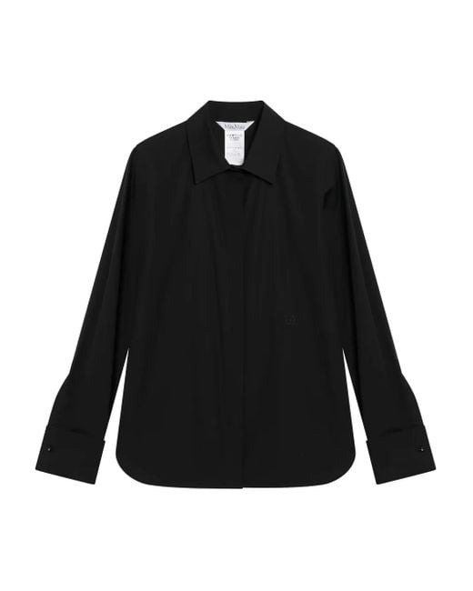 Max Mara Black Embroidered-Logo Long-Sleeve Shirt