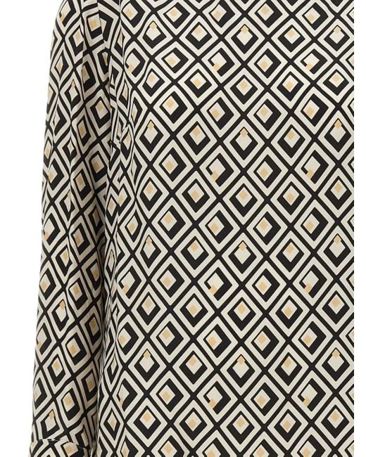 Elena Miro Black Geometric-Print Long-Sleeved Blouse