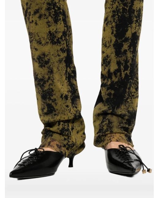 Jean Paul Gaultier Black Hose mit abstraktem Print