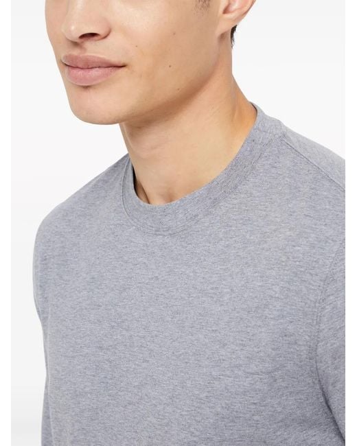 Brunello Cucinelli Gray Round-Neck Long-Sleeve T-Shirt for men