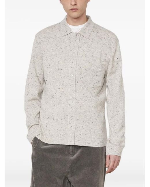 Officine Generale White Marl-Knit Button-Up Sweater for men