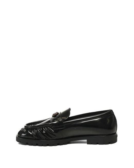 Pinko Black Mocassins À Plaque Logo
