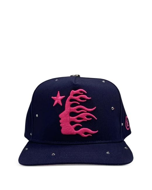 HELLSTAR Blue Logo-Embroidered Rhinestone Baseball Cap for men