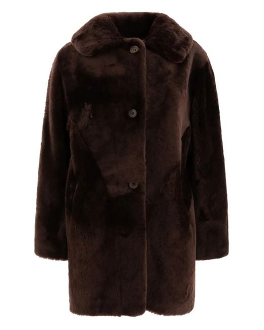 B&W Black Sheepskin Button Coat