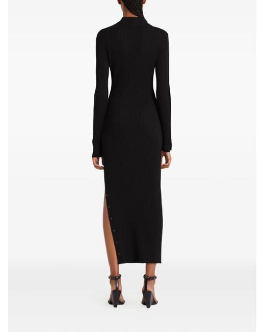 Courreges Black Ribbed Button-Detail Dress