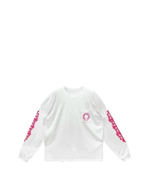 Chrome Hearts White Horseshoe-Motif Long-Sleeve T-Shirt for men