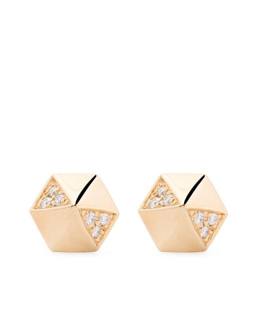 Harwell Godfrey Natural 18kt Yellow Gold Pyramid Diamond Stud Earrings