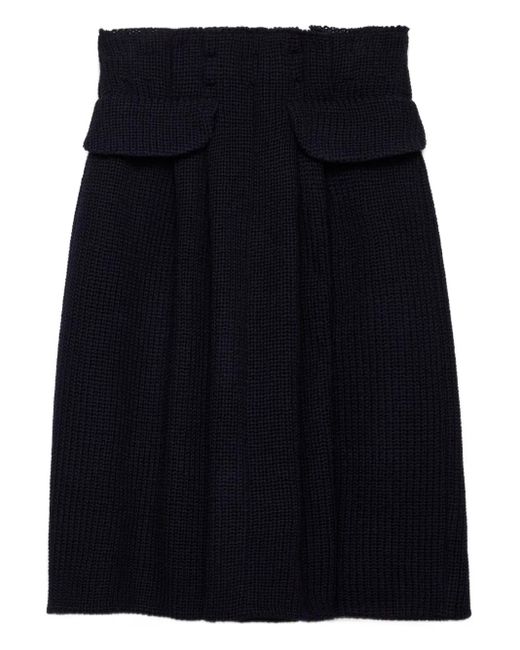 Prada Blue Wool Midi Skirt