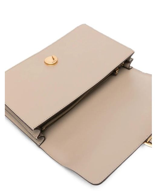 Pinko Natural Small Love One Leather Crossbody Bag
