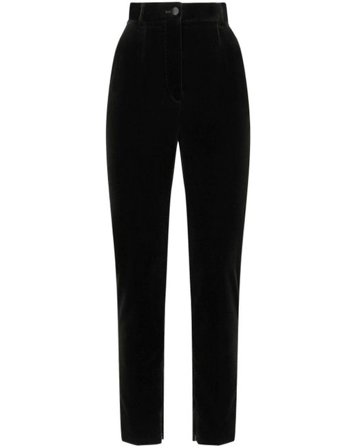 Dolce & Gabbana Black High-waisted Velvet Trousers