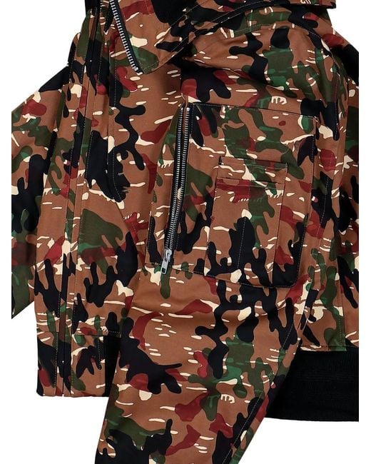 Walter Van Beirendonck Black Camouflage Zip Bomber Jacket for men