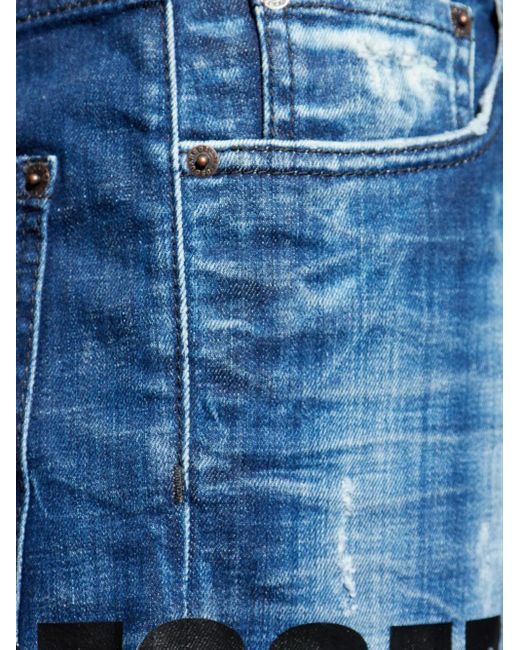 DSquared² Gerafelde Jeans Met Logo in het Blue voor heren