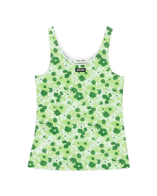 Miu Miu Green Floral-Print Top