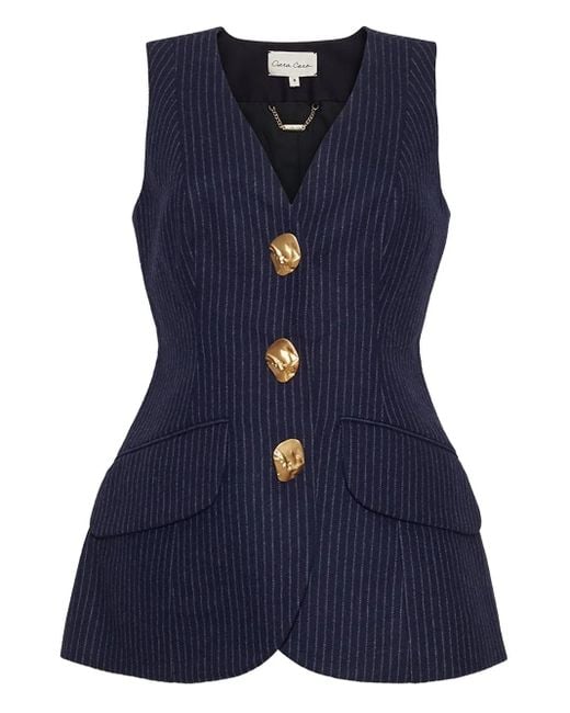 Cara Cara Blue Pinstripe Sleeveless Vest