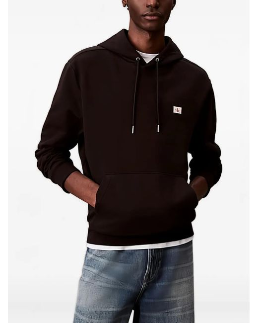 Calvin Klein Black Logo-Patch Hoodie for men
