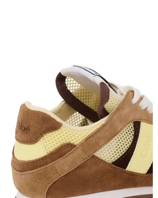 Chloé Brown Panelled Sneakers