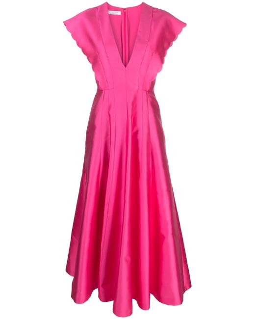 Philosophy Di Lorenzo Serafini Pink Radzmir Scallop-Edge Midi Dress