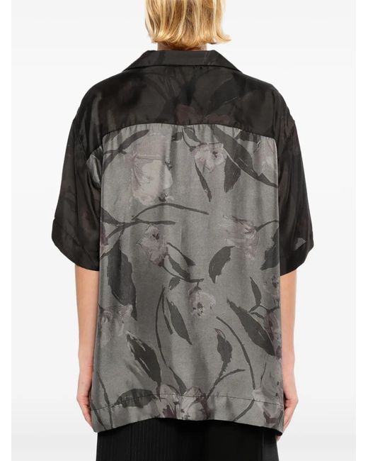 Giovanni Cavagna Black Floral-Printed Short-Sleeve Shirt for men