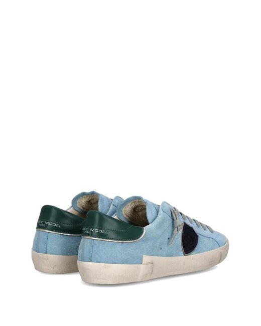 Philippe Model Blue Prsx Low Triangle Patch Sneakers for men