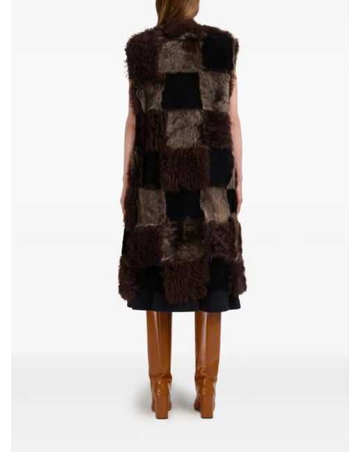 Marni Black Patchwork Faux Fur Gilet