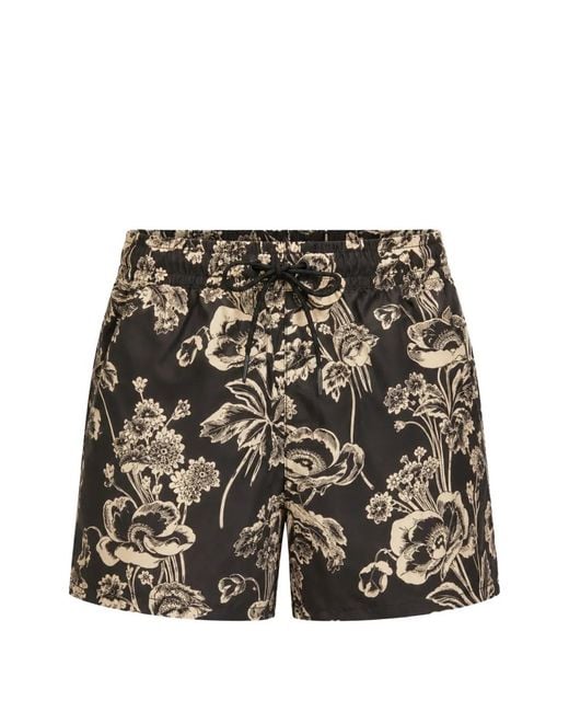 Commas Black Floral-Print Swim Shorts for men