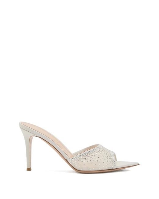 Gianvito Rossi White Rania Embellished Heeled Sandals