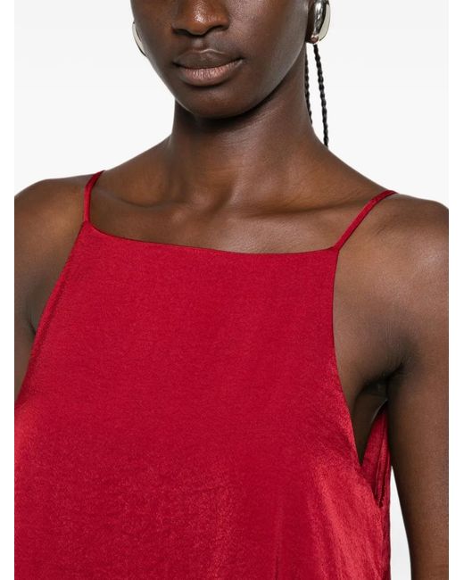 MOUTAKI Red Square-Neck Midi Dress