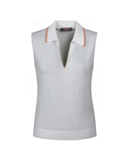 Moorer Gray Shanqin-Cre Sleeveless Zip-Up Polo Shirt