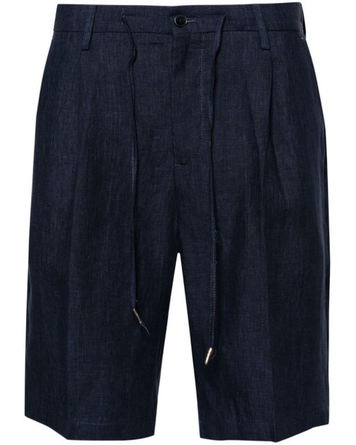 Briglia 1949 Blue Olbias Pleat-detail Linen Shorts for men