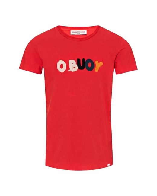 Orlebar Brown Red Graphic-Print T-Shirt for men