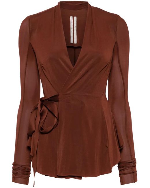 Rick Owens Brown Hollywood Wrap Jacket