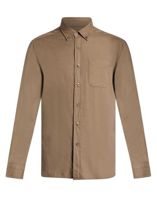 Tom Ford Brown Patch-Pocket Button-Down Shirt for men