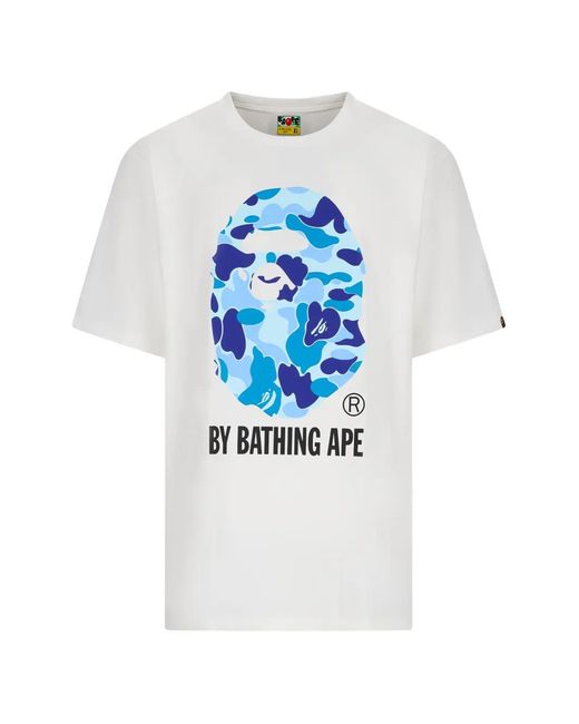 A Bathing Ape Blue Abc Camo Graphic-Print T-Shirt for men