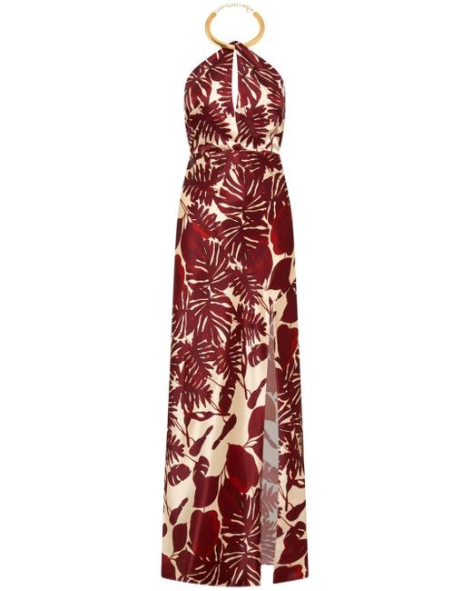 Nicholas Red Edyth Printed Silk Gown