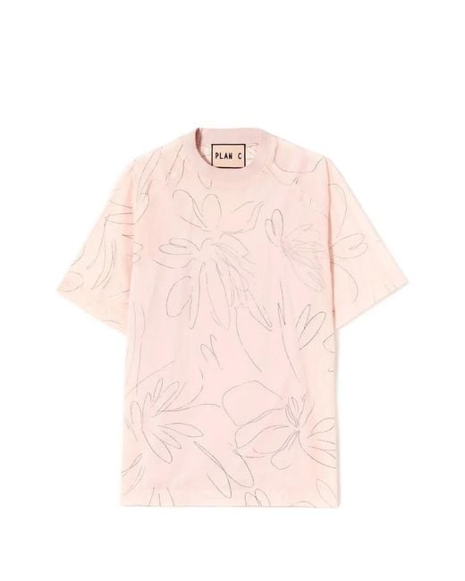 Plan C Pink T-Shirt À Fleurs