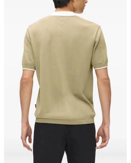 Karl Lagerfeld Green Contrast-Collar Half-Zip Polo Shirt for men