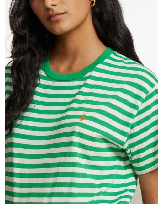 Polo Ralph Lauren Green Maglietta In Cotone Biologico A Righe