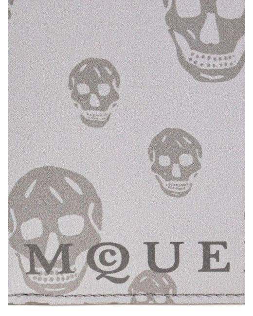 McQueen Gray Skull-Print Wallet for men