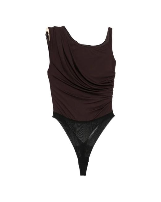 Elisabetta Franchi Black Chocolate Bodysuit Half Moon