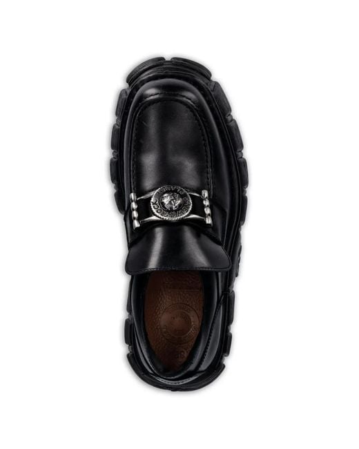 New Rock Black Platform Loafers
