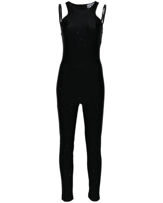 Versace Black Crystal-Embellished Halterneck Jumpsuit