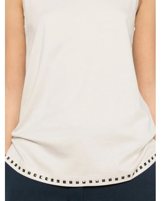 Max Mara White Stud-Embellished Sleeveless Top