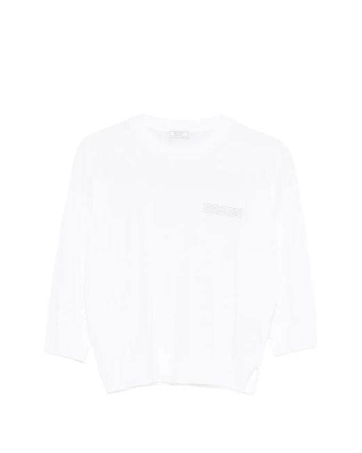 Peserico White Crew-Neck Sweater