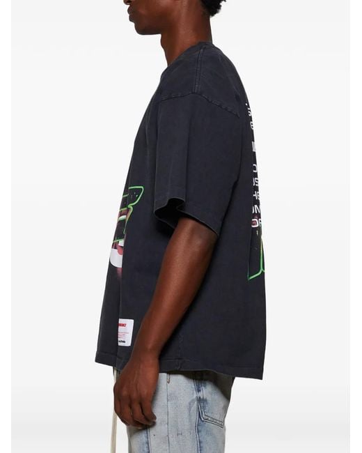 RRR123 Black Graphic-Print T-Shirt for men