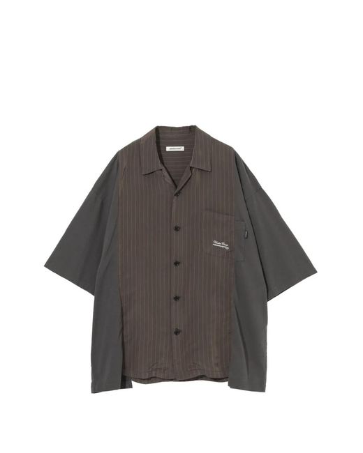 Undercover Gray Striped Short-Sleeves Shirt for men