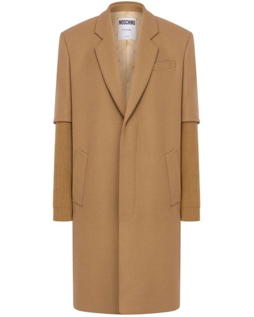 Moschino Natural Notched-lapels Single-breasted Coat for men