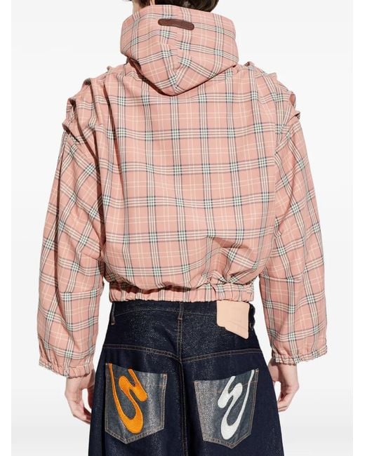 PDF Pink Hooded Check Jacket for men