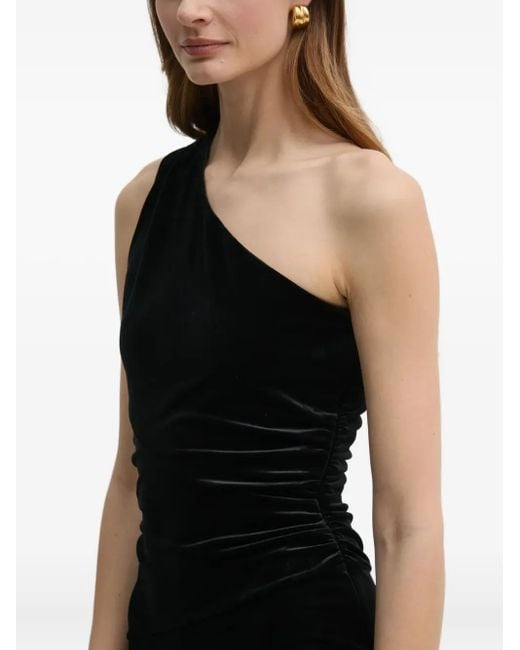 Guess Black One-Shoulder Velvet Jumpsuit
