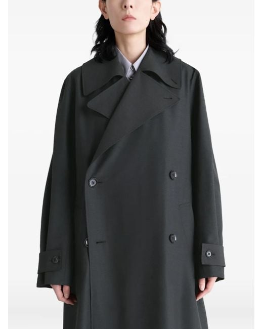 Lemaire Black Double-breasted Belted Trench Coat